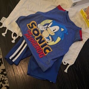 Blue and Red Short Sleeve Tank and short set